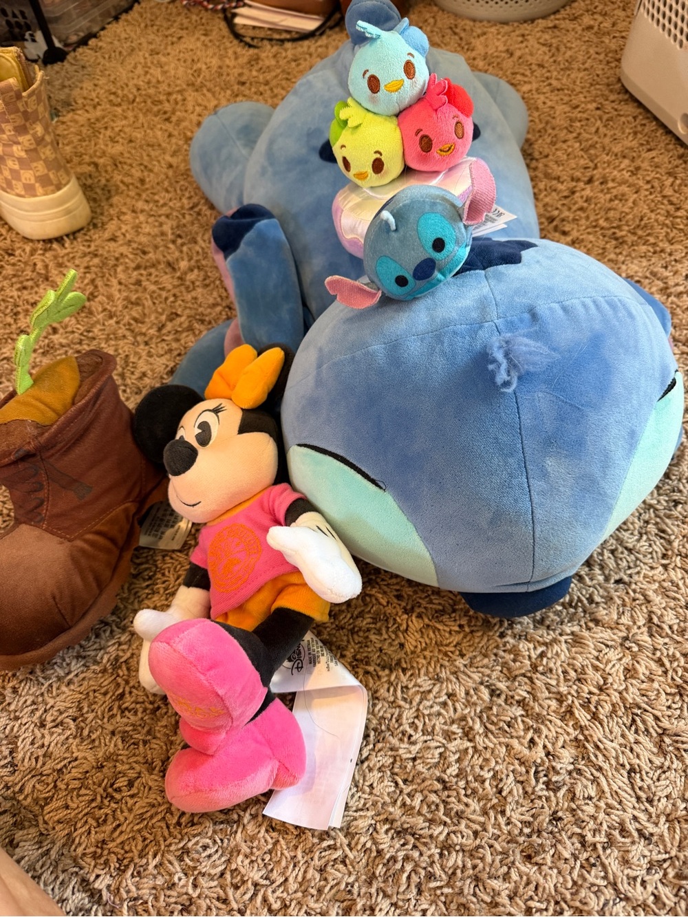 Disney Blue Stitch Plush with Colorful Mini Tsum Tsum Stack and more